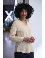 Como V-Neck Crepe de Chine Blouse
