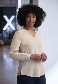 Como V-Neck Crepe de Chine Blouse